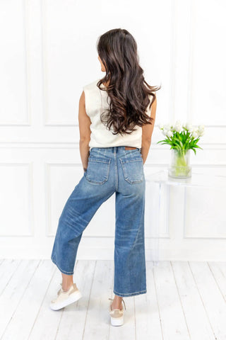 Judy Blue - Utility Pocket Crop Wide Leg Jeans