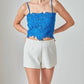2.7 August Apparel - Lace Crop Fitted Top