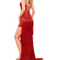 Rachel Allan - Beaded Fringe Sweetheart Neck Dress