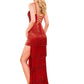Rachel Allan - Beaded Fringe Sweetheart Neck Dress