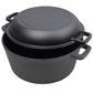Pre-Seasoned Cast Iron Dutch Oven 2 In 1 With Dual Handles And Covers, 5 Quart - Black