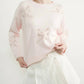 Aaron & Amber - Lace Embroidered Round Neck Bow Sweater