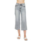Judy Blue - Midrise Tummy Control Raw Hem Wide Leg Crop Denim