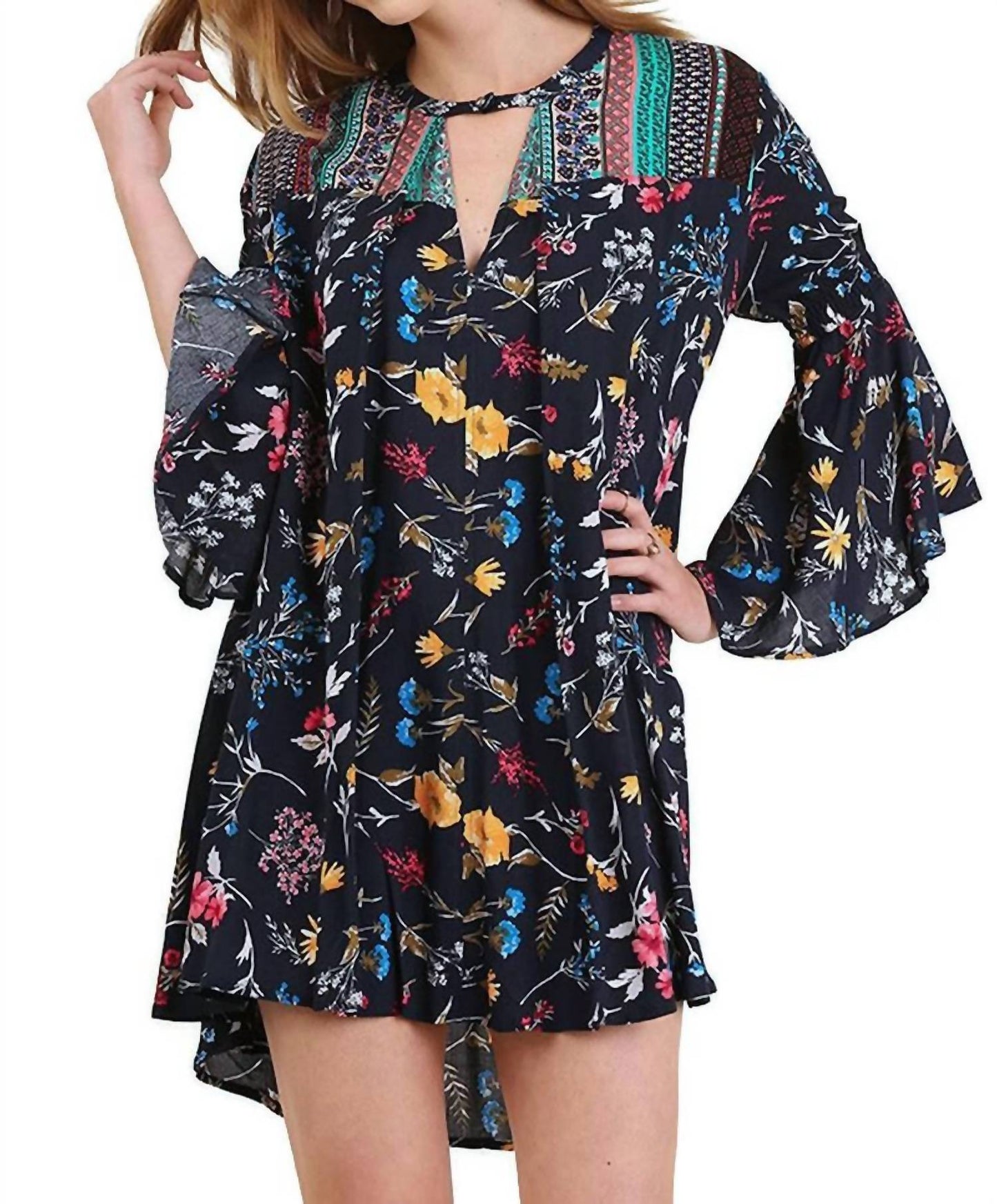 Umgee - Floral Bell Sleeve Dress