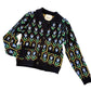 &Merci - Floral Knit Collared Sweater Cardigan