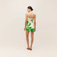Cala De La Cruz - Print Button Down Strapless Top