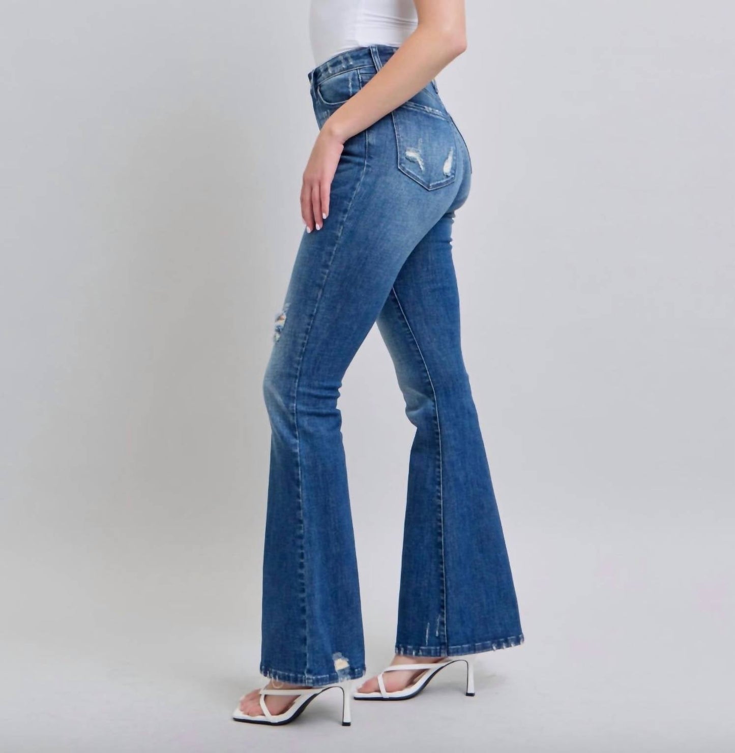 Judy Blue - High Waist Contrast Wash Destroy Flare Jeans