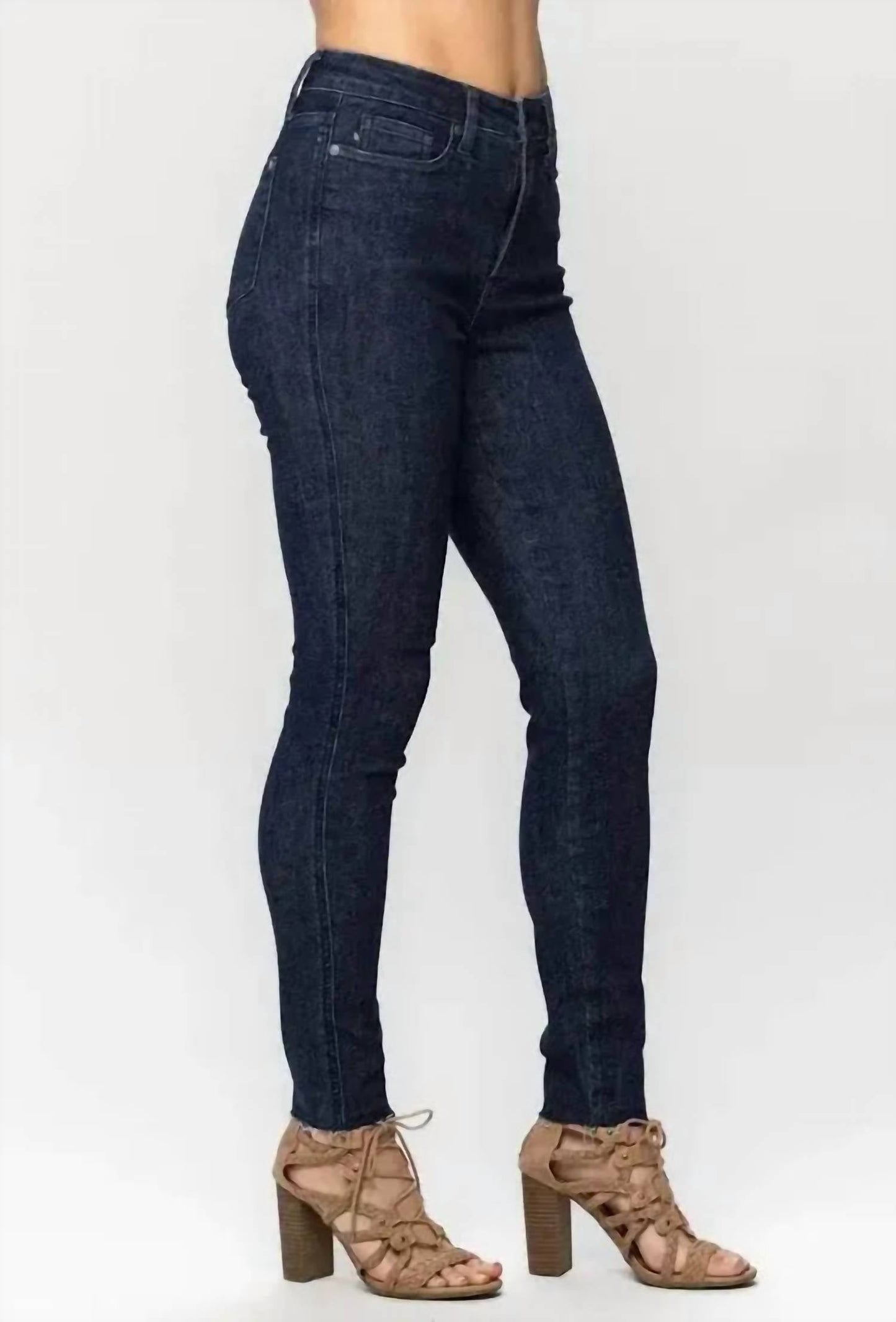 Judy Blue - High Waist Tummy Control Raw Hem Skinny Denim Jeans