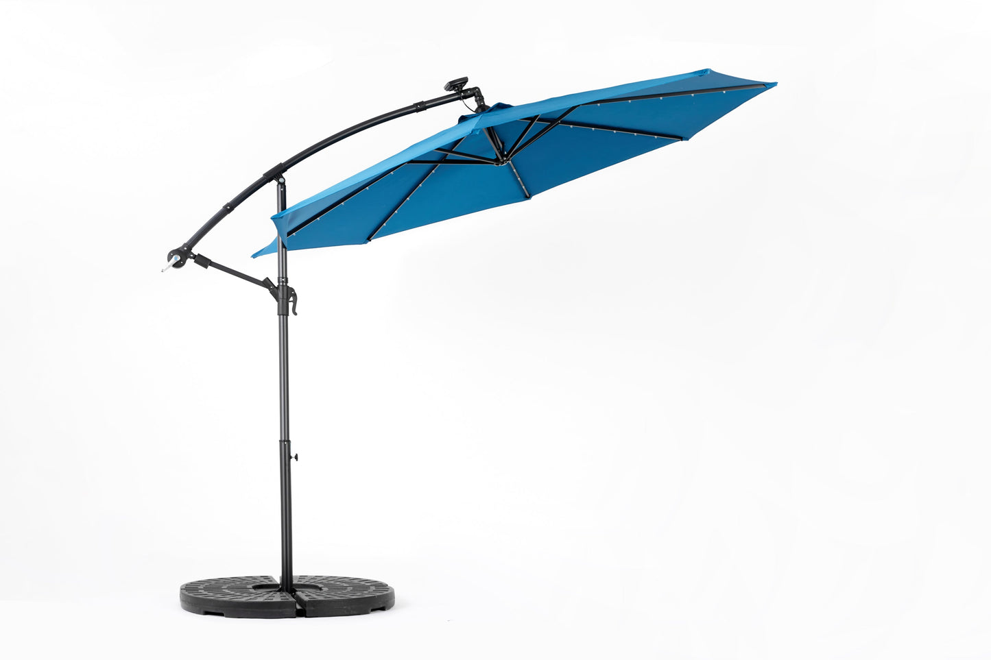 10ft Solar LED Offset Hanging Market Patio Umbrella (Dark Blue)