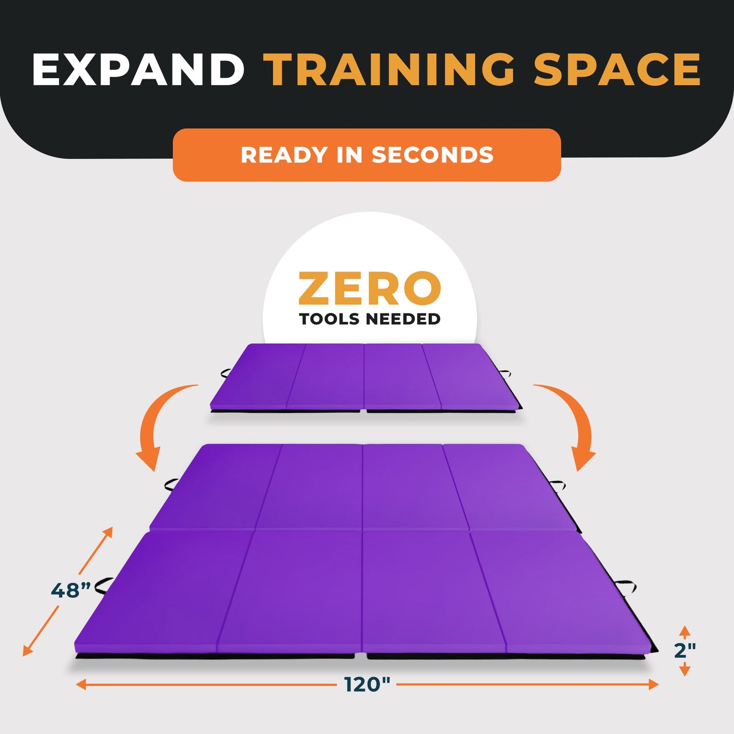 BalanceFrom Fitness GoGym 120x48in All Purpose Folding Gymnastics Mat, Purple