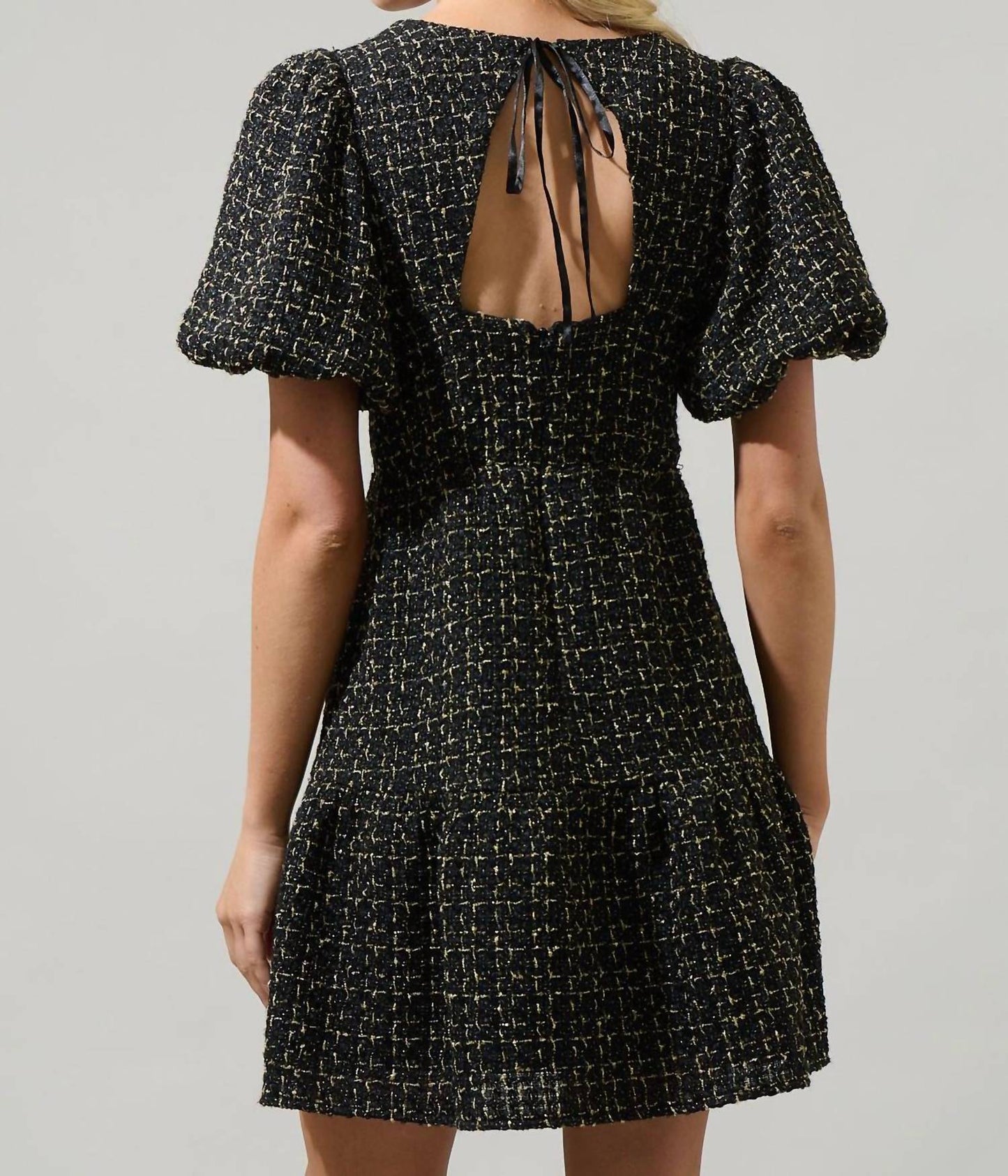 Sugarlips - Puff Sleeve Tweed Mini Dress