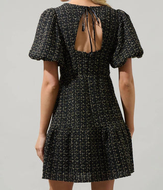 Sugarlips - Puff Sleeve Tweed Mini Dress