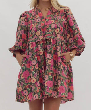 Entro - Floral Puff Sleeve Dress