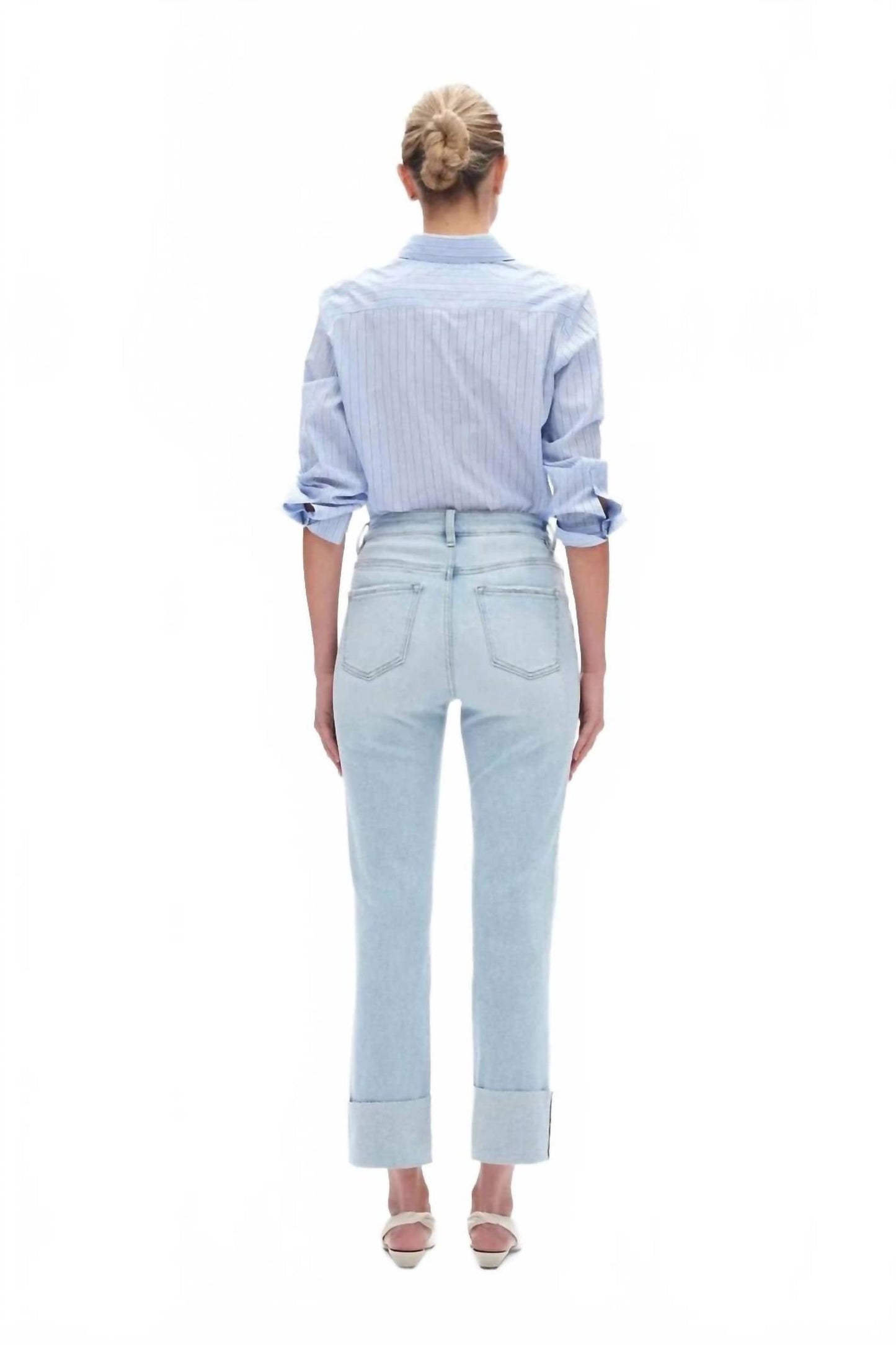 Bayeas - High Rise Straight Leg With Cuff Jeans