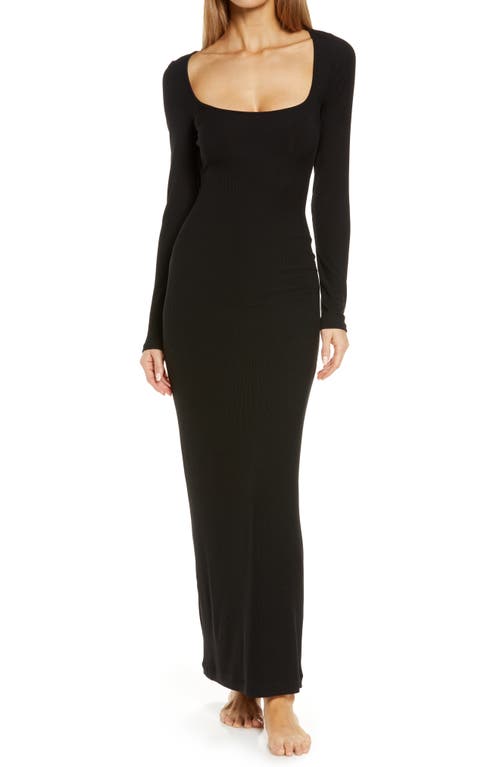 SKIMS Soft Lounge Long Sleeve Dress in Onyx at Nordstrom Size Large
