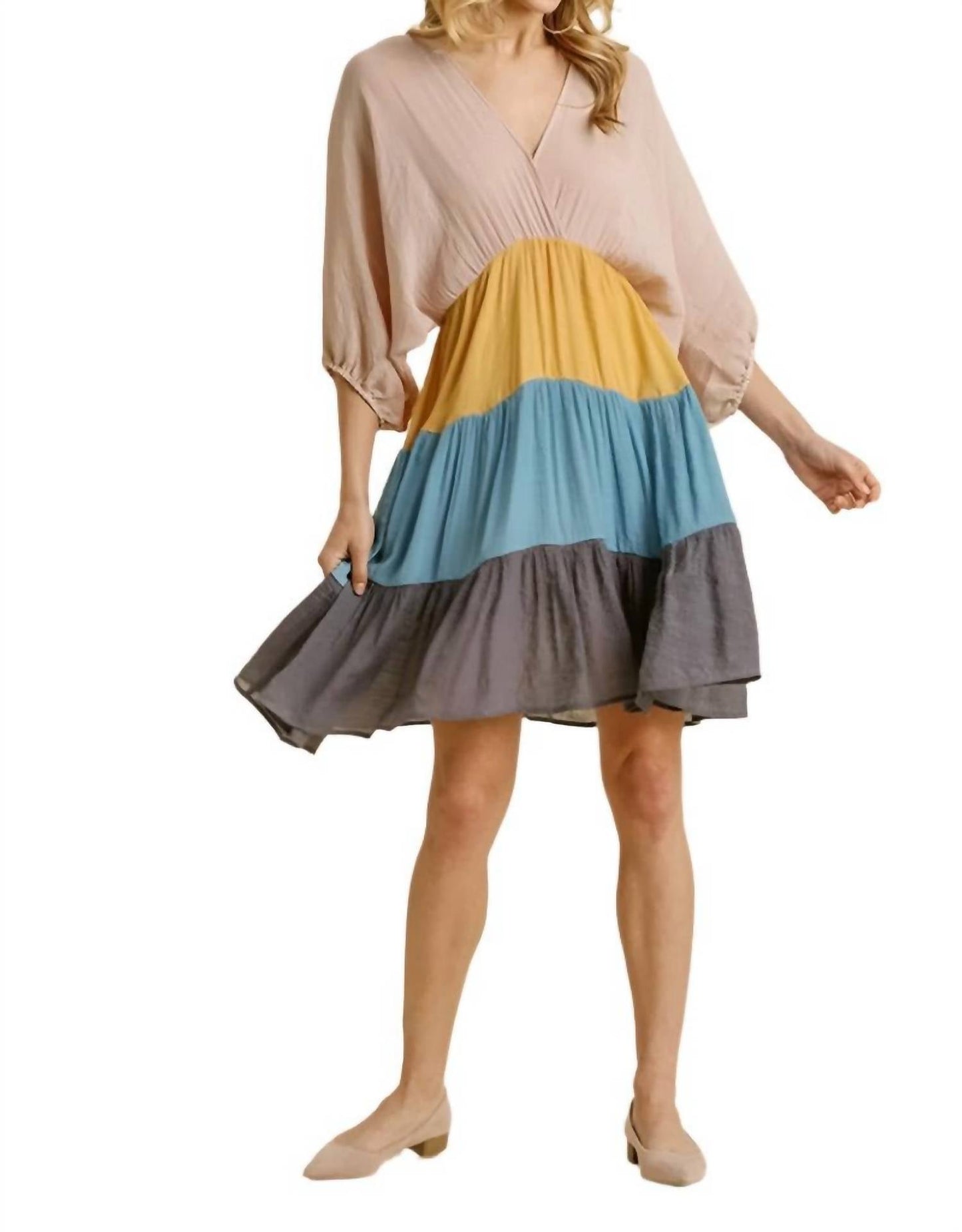 Umgee - Balloon Sleeve Tiered Dress