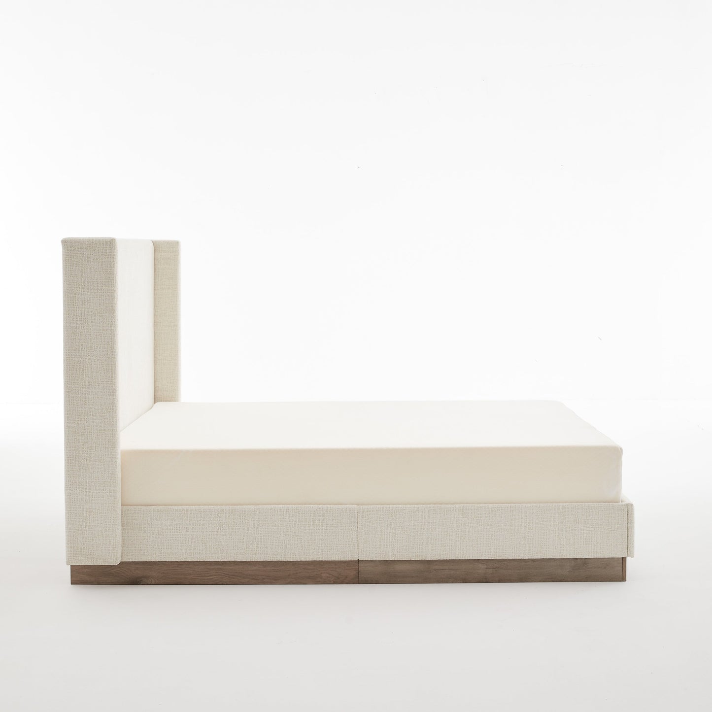 Hosford Upholstered Wingback Bed with Wood Base Platform