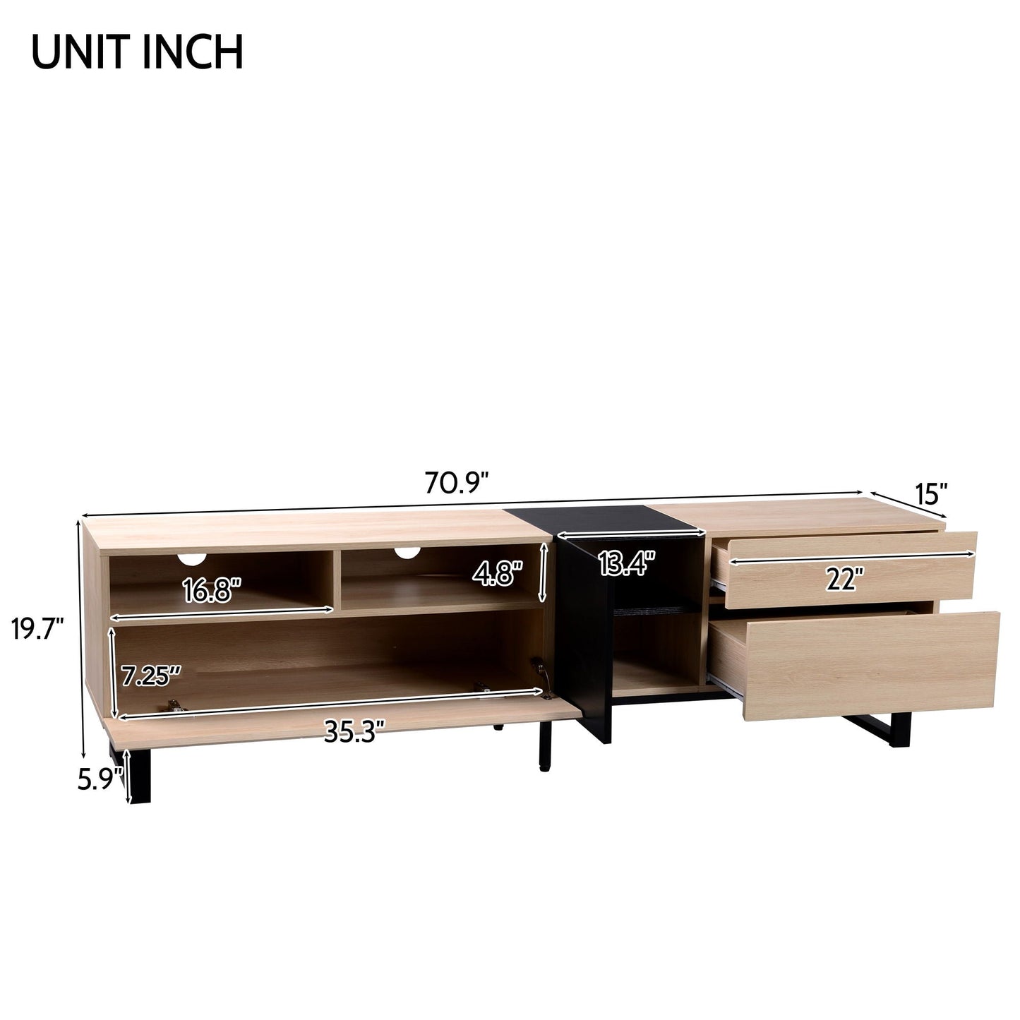 TV Stand for 80" TV With Double Storage Space