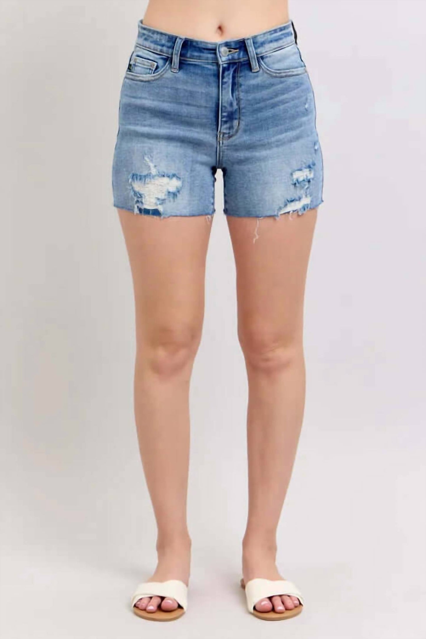 Judy Blue - High Waist With Reinforced Distress Shorts