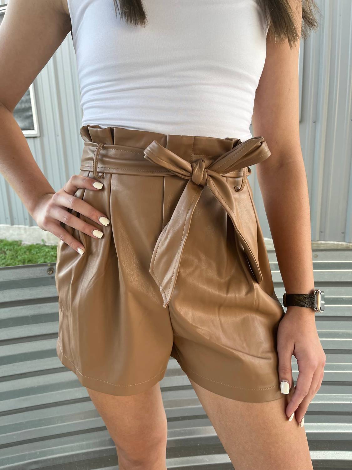 Dolce Cabo - Honey Vegan Leather Shorts