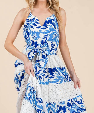 Geegee X Lovelo - Floral Eyelet Lace Tiered Maxi Sundress