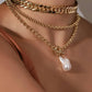 Eklexic - Women's Micro Royal Toggle & Xl Baroque Pearl Pendant Necklace