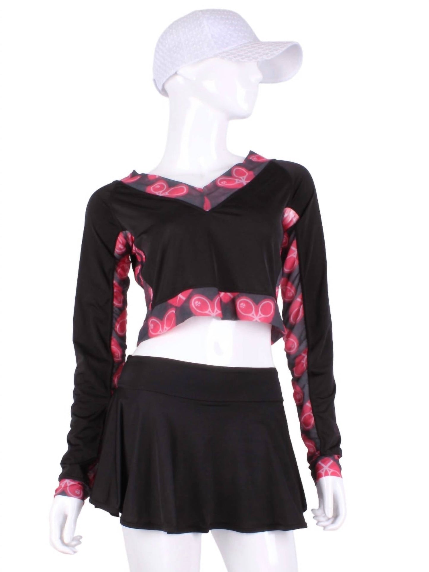 Love Love Tennis - Women's Vee Heart Mesh Crop Top