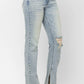 Judy Blue - High Waist Destroyed & Inseam Slit Straight Denim Jeans