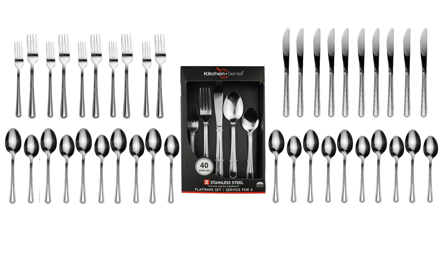 40 Piece Stainless Steel Silverware Set for 8