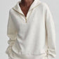 Varley - Hawley Half Zip Sweat Ivory Marl Fleck