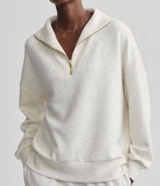 Varley - Hawley Half Zip Sweat Ivory Marl Fleck