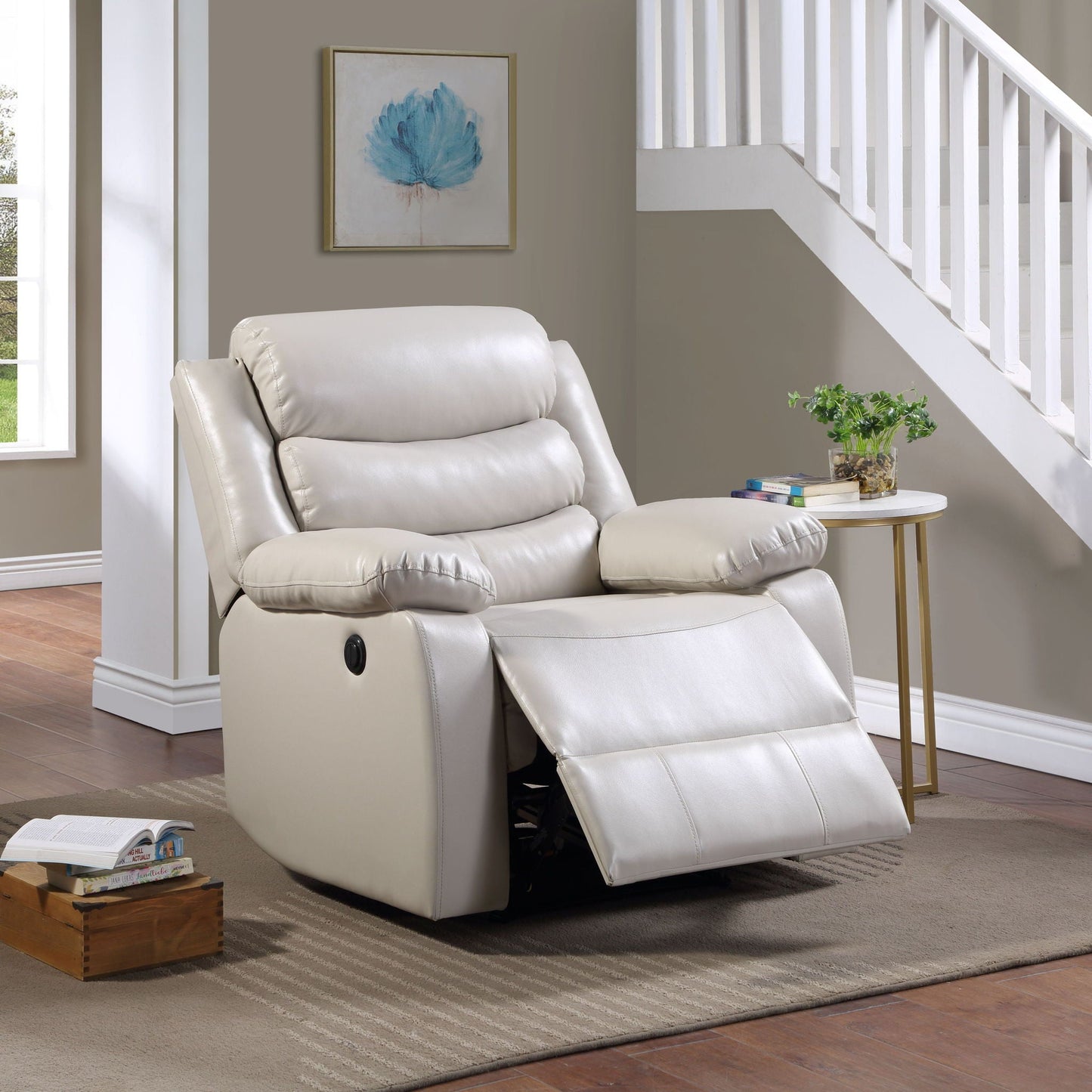 Eilbra Synthetic Leather Power Motion Recliner - Beige
