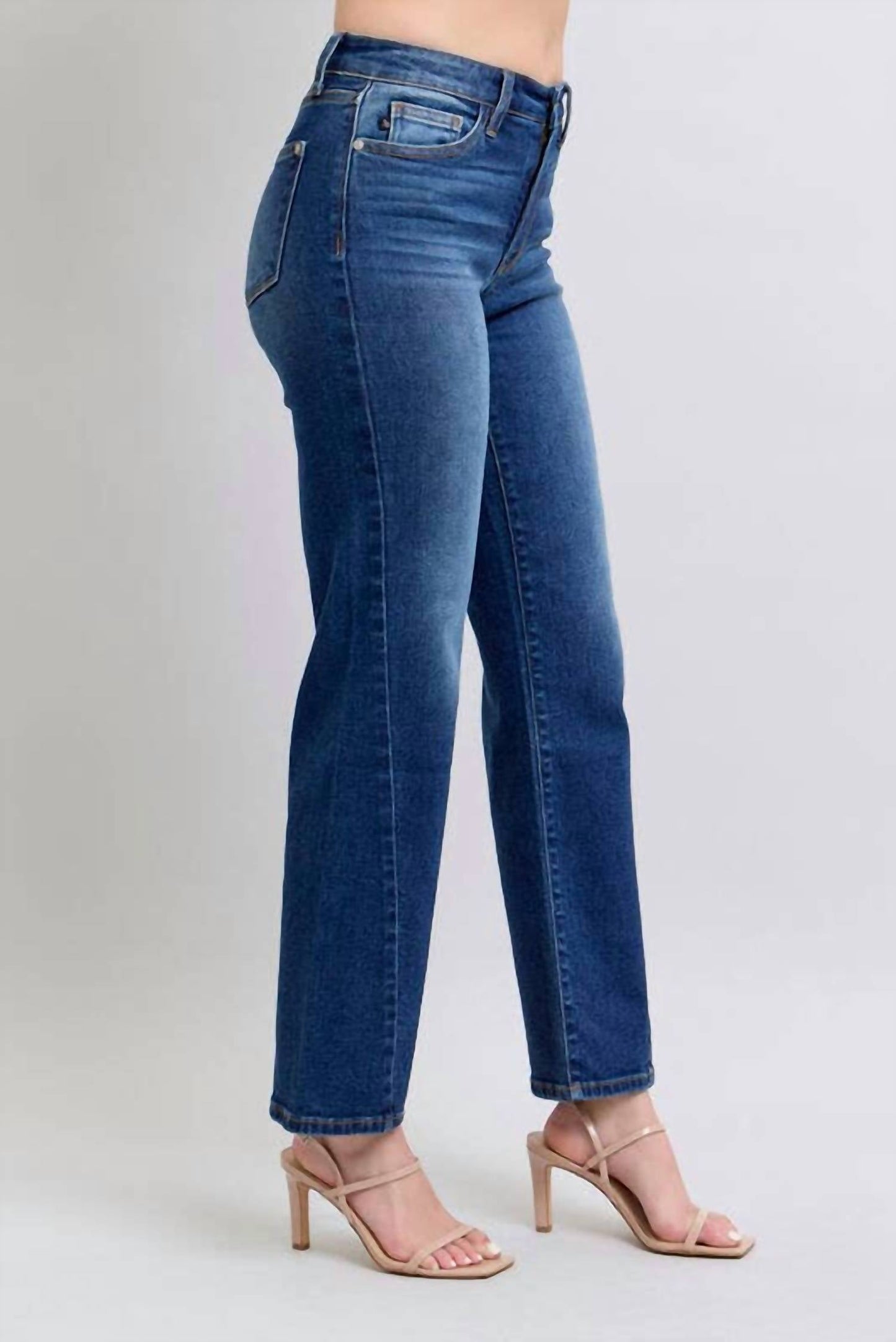 Judy Blue - Mid Rise Side Seam Detail Straight Jeans
