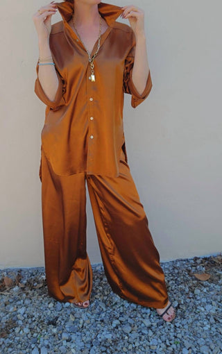 Adrienne - Women's High Low Button Down Blouse