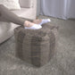 Barracuda Handcrafted Cotton Pouf With Chevron Pattern - Brown / Beige