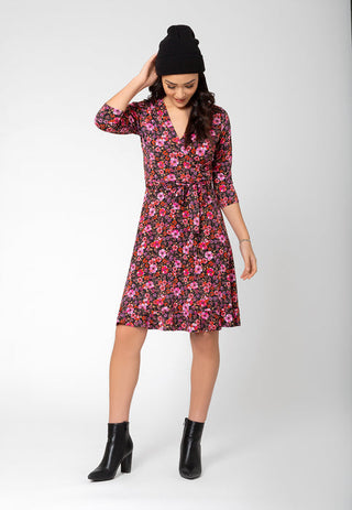 Leota Women's Perfect Wrap Ruffle Hem Dress Red