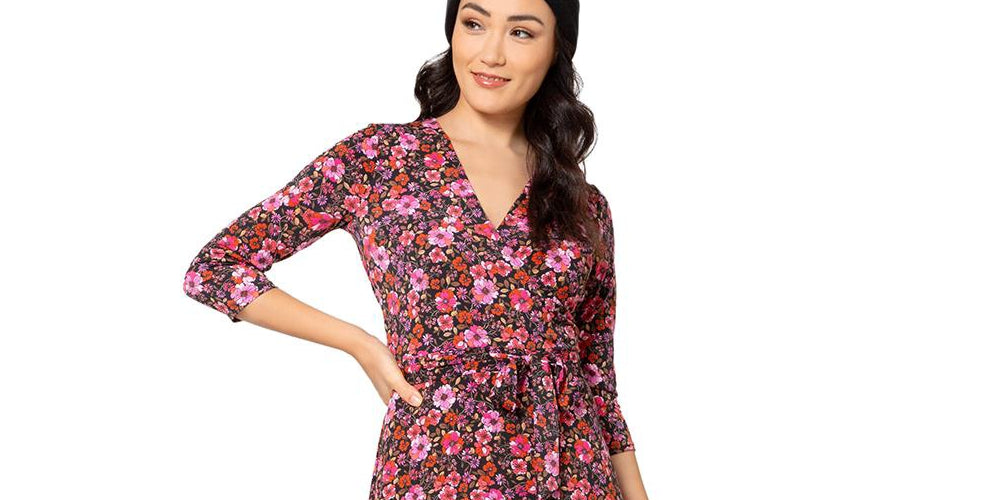 Leota Women's Perfect Wrap Ruffle Hem Dress Red