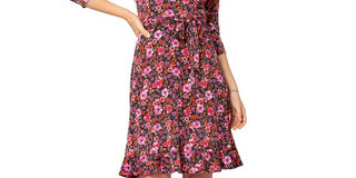 Leota Women's Perfect Wrap Ruffle Hem Dress Red