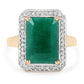 5.71 Carat Dyed Emerald and White Diamond 14K Yellow Gold Ring