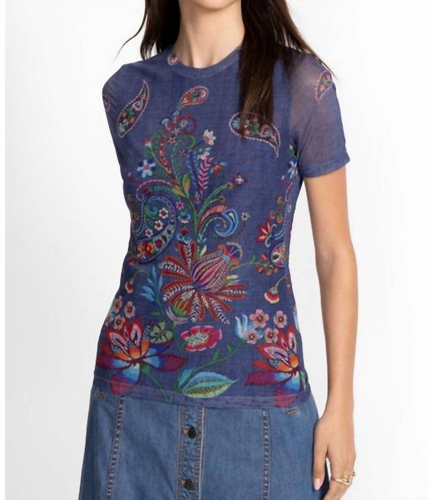 Johnny Was - ELEANOR SHORT SLEEVE MESH TEE