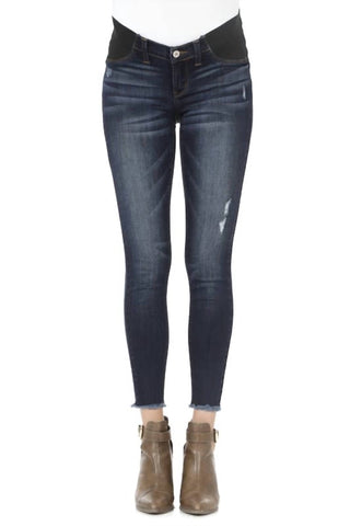 Kancan - Maternity Distressed Frayed Ankle Jeans