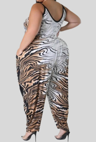 Good Time Usa - Multi Print Plus Jumpsuit