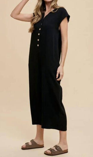 Anniewear - Cotton Gauze Button Down Jumpsuit