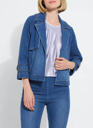 Lysse - Women's Crop Denim Trench Coat