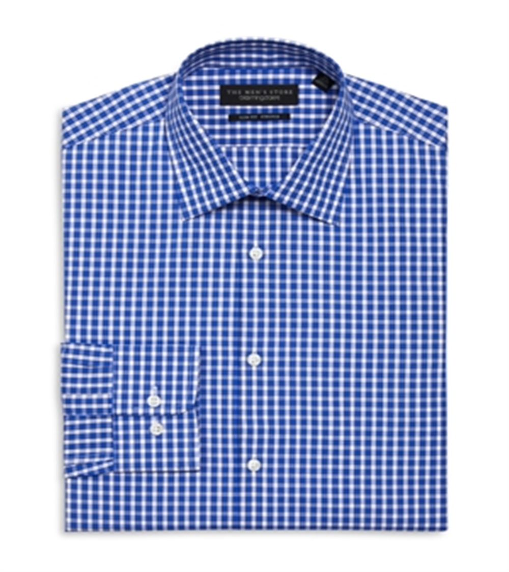 The Men's Store at Bloomingdale's Blue Multi Check Slim Fit Dress Shirt 15x34-35"