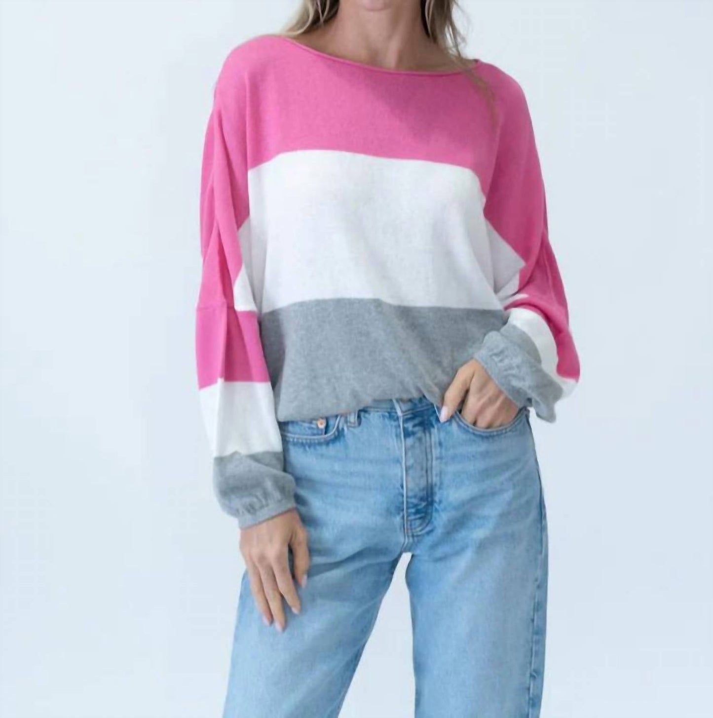 Six/Fifty - Sale Georgia Long Sleeve Color Block Sweater