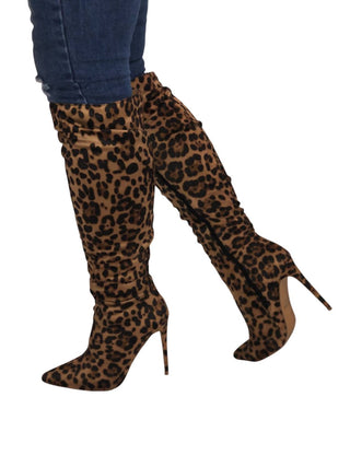 X2B - Women's Leopard Knee High Boots