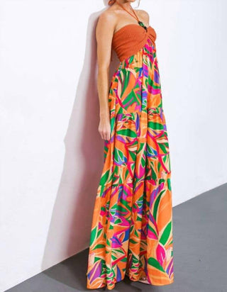 Flying Tomato - Sunset Getaway Crochet & Print Maxi Dress