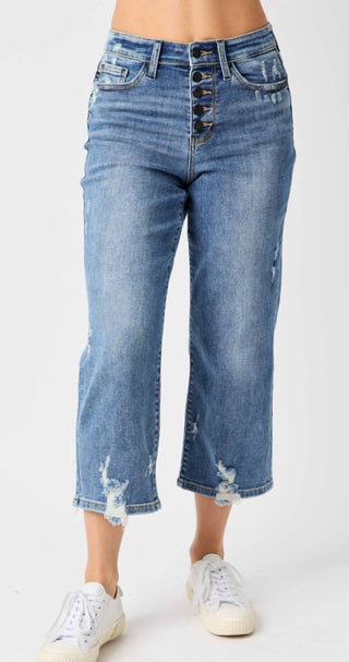 Judy Blue - High Waist Button Fly Cropped Jeans