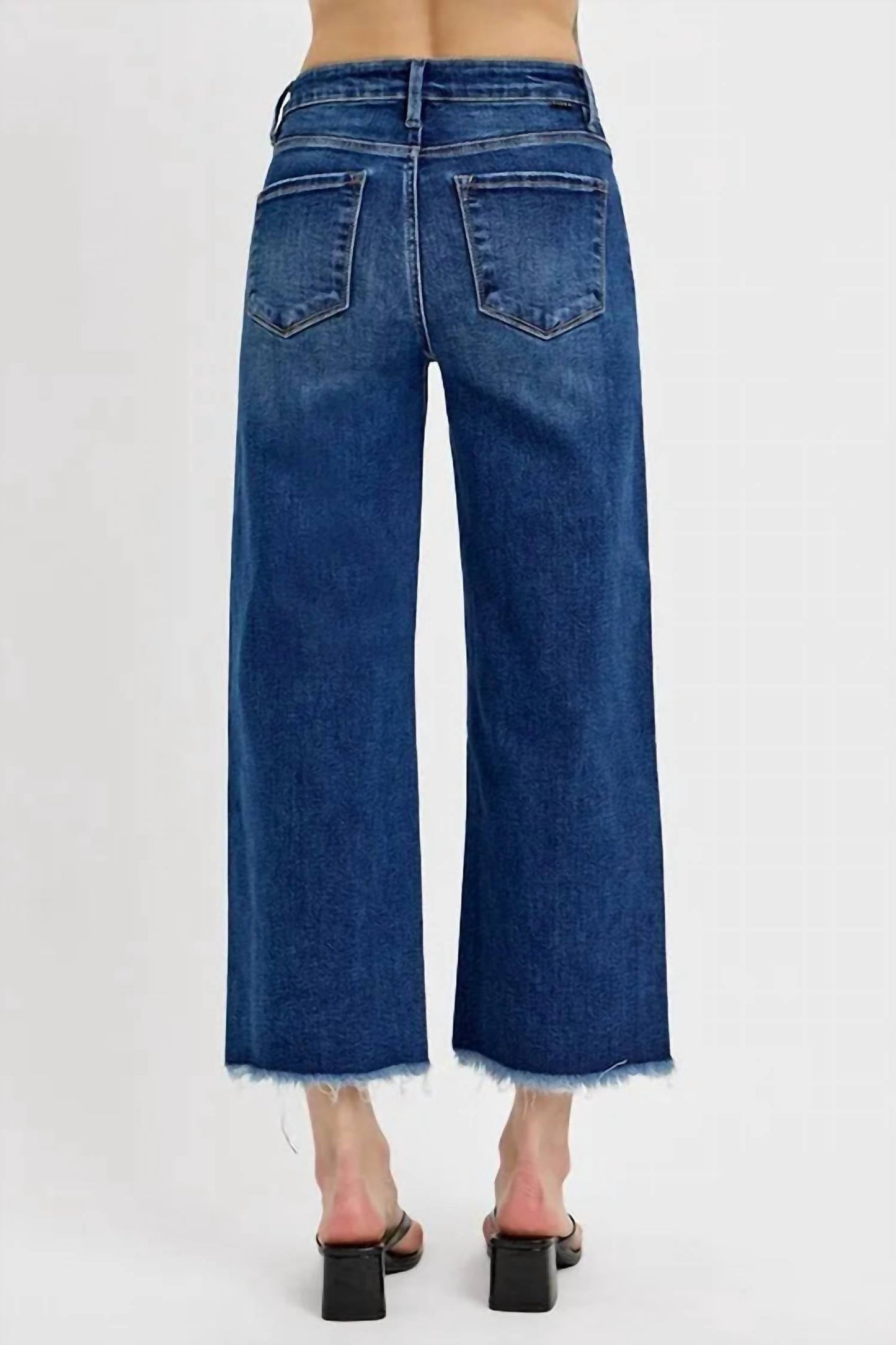 Trendsi - Risen Raw Hem Wide Leg Attached Buckle Jeans